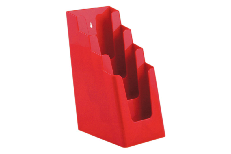 Literature holder 4 x 1/3A4 signal Red  Packaged apiece in l