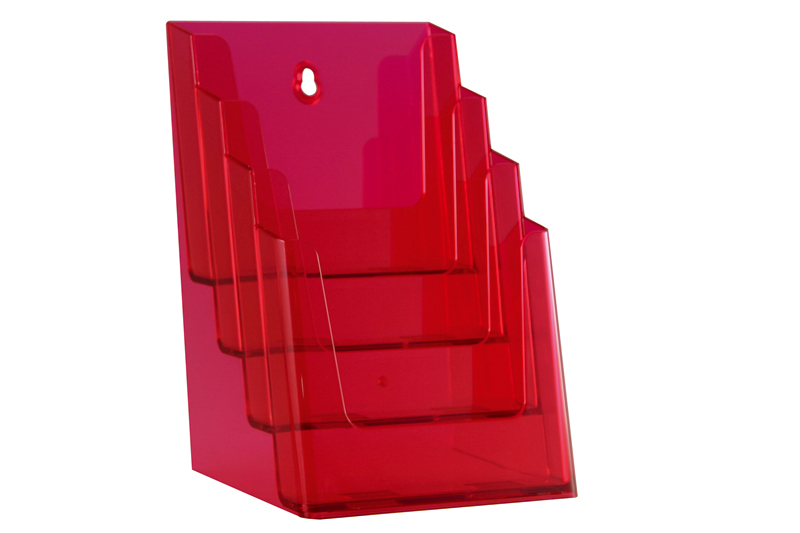 20200561 Folderhouder 4 vaks A5 neon rood