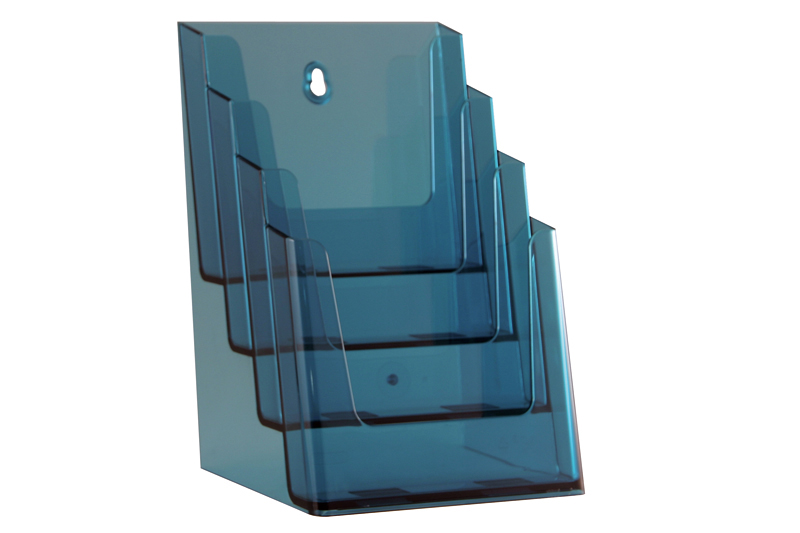 Folderhouder 4 vaks A5 neon blauw