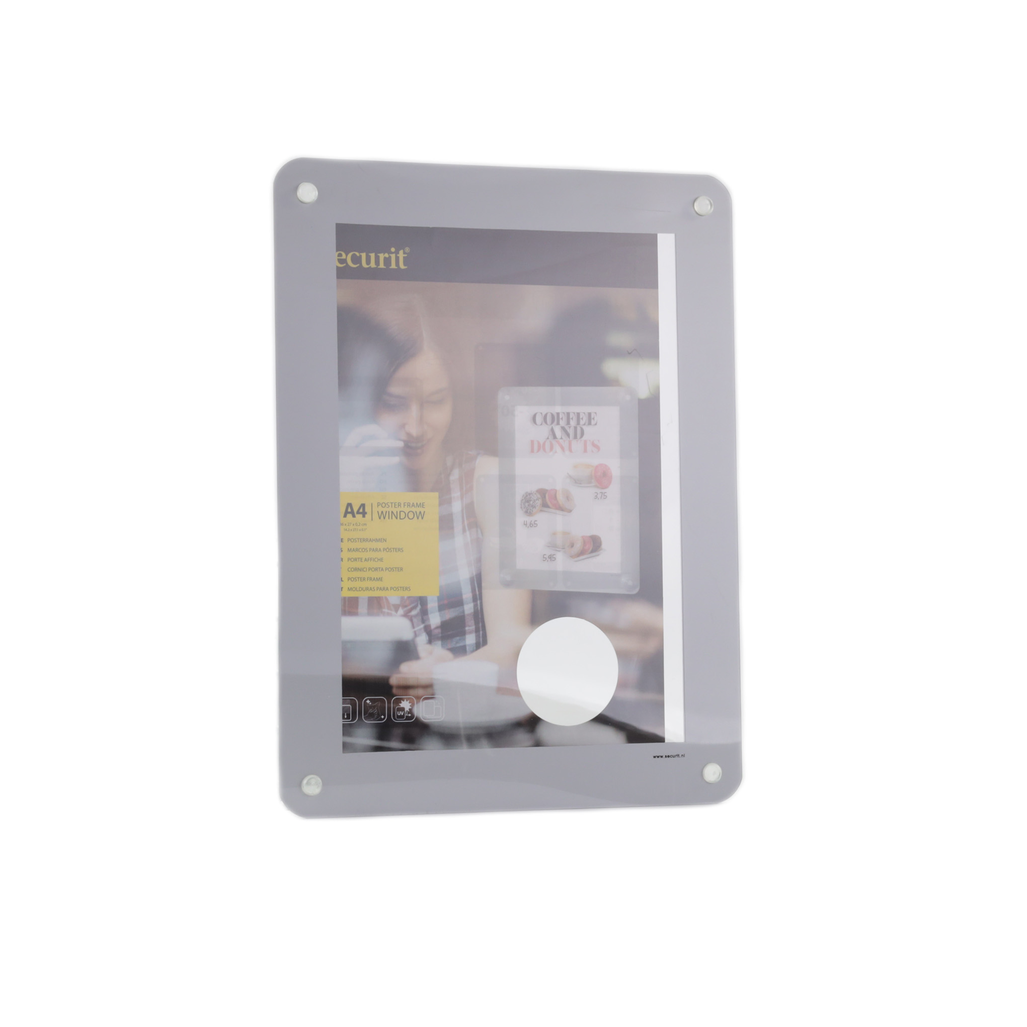 24300205 Window poster holder PVC grey frame A4