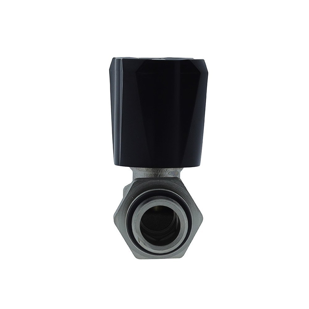 Radiatorkraan 15mm Recht met knelset 1/2"x15mm zwarte knop detail 3