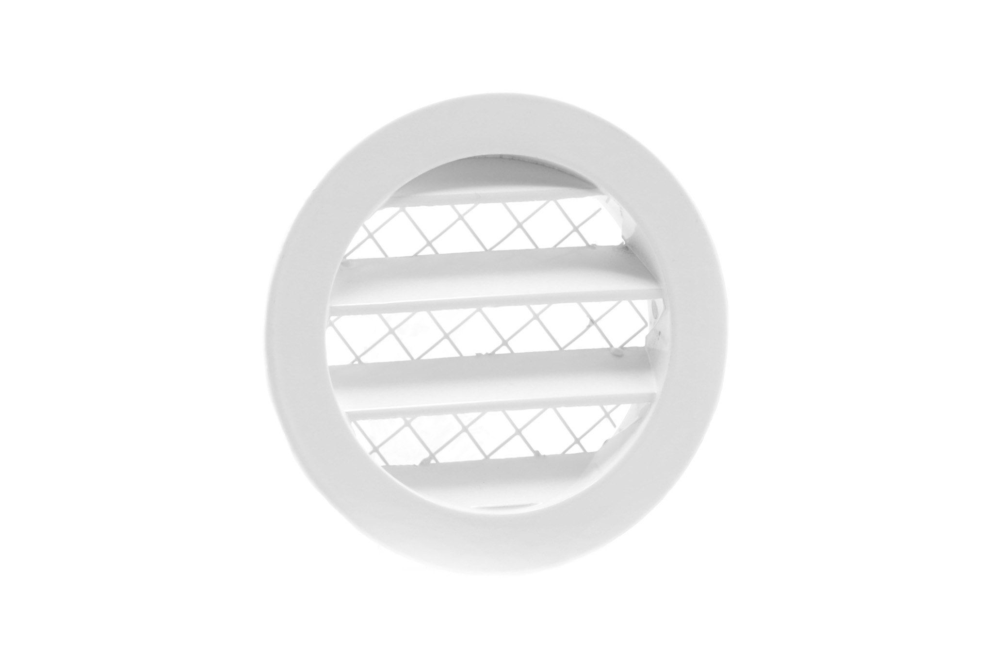 62701300 Aluminium louvred grille with wide mesh Ø80mm white