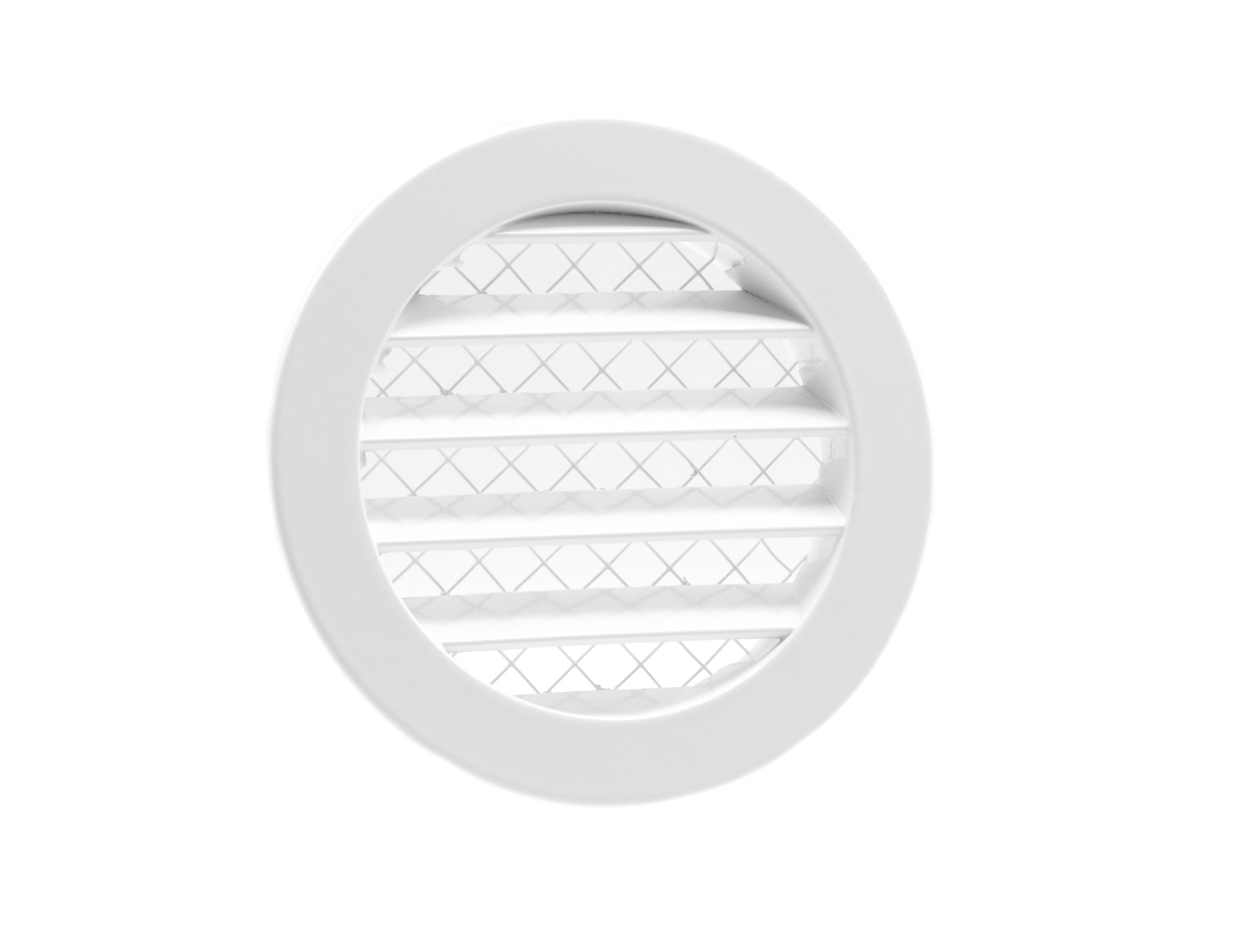 62701400 Aluminium louvred grille with wide mesh Ø100mm white