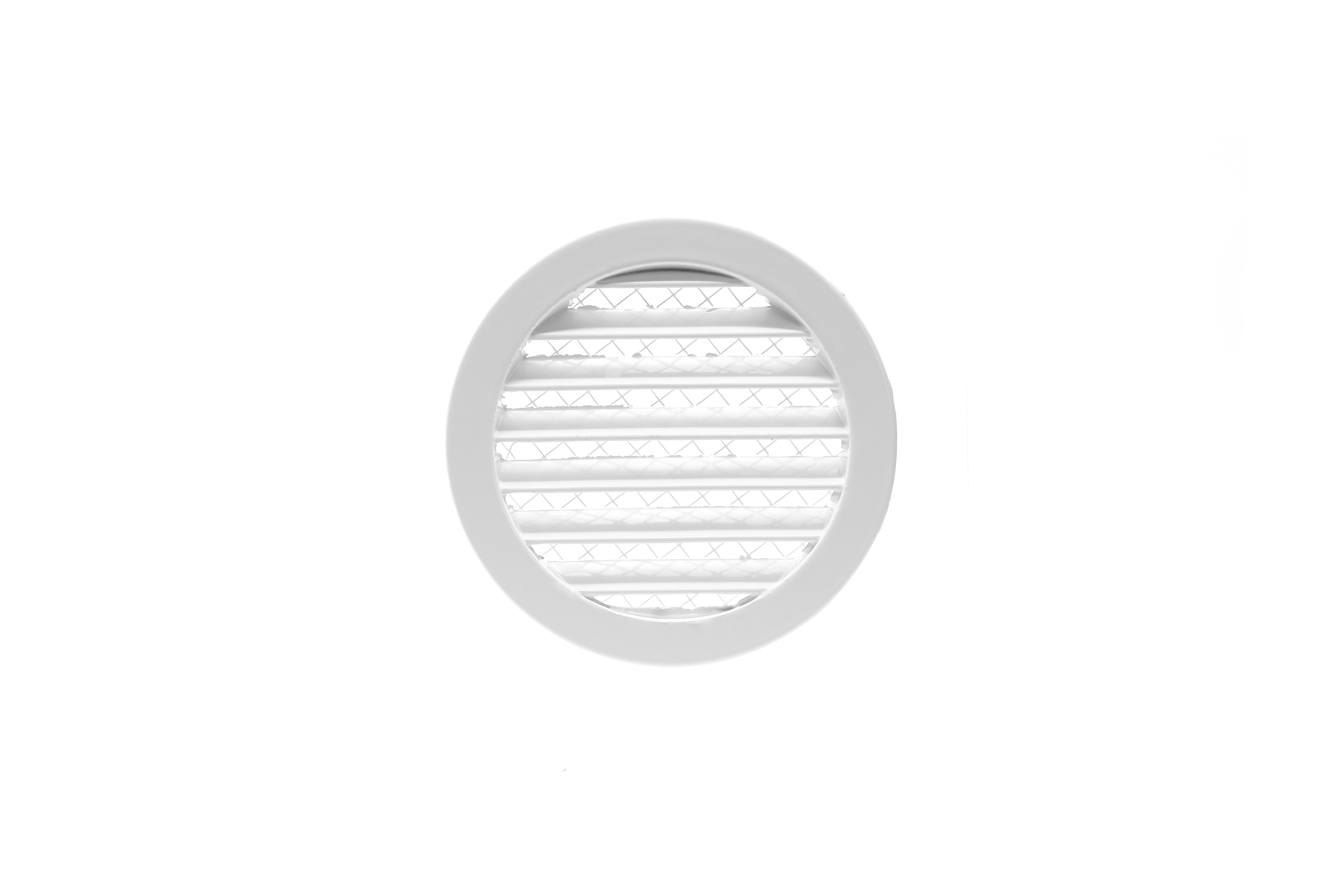 62701500 Aluminium louvred grille with wide mesh Ø125mm white