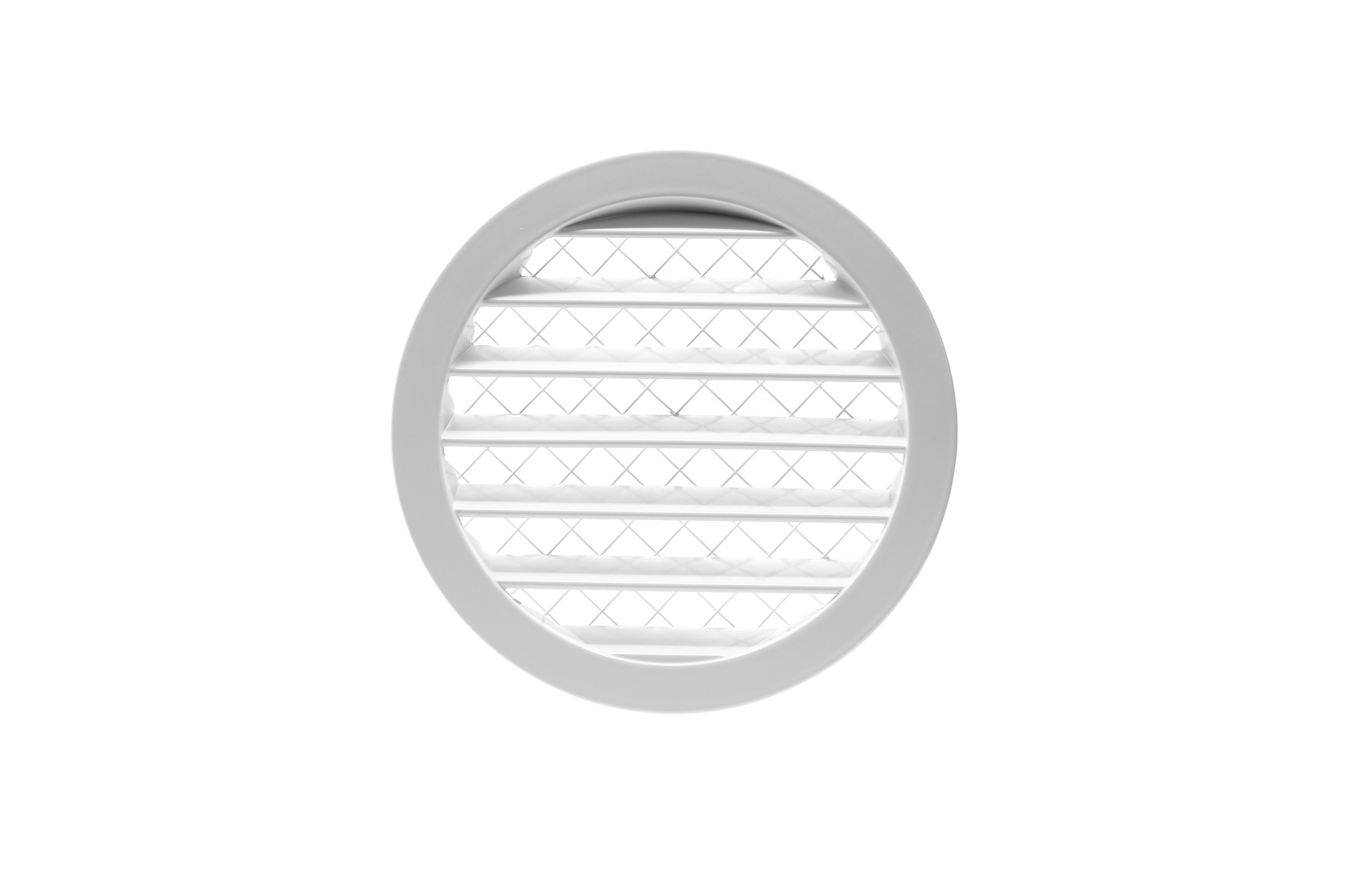 62701700 Aluminium louvred grille with wide mesh Ø160mm white