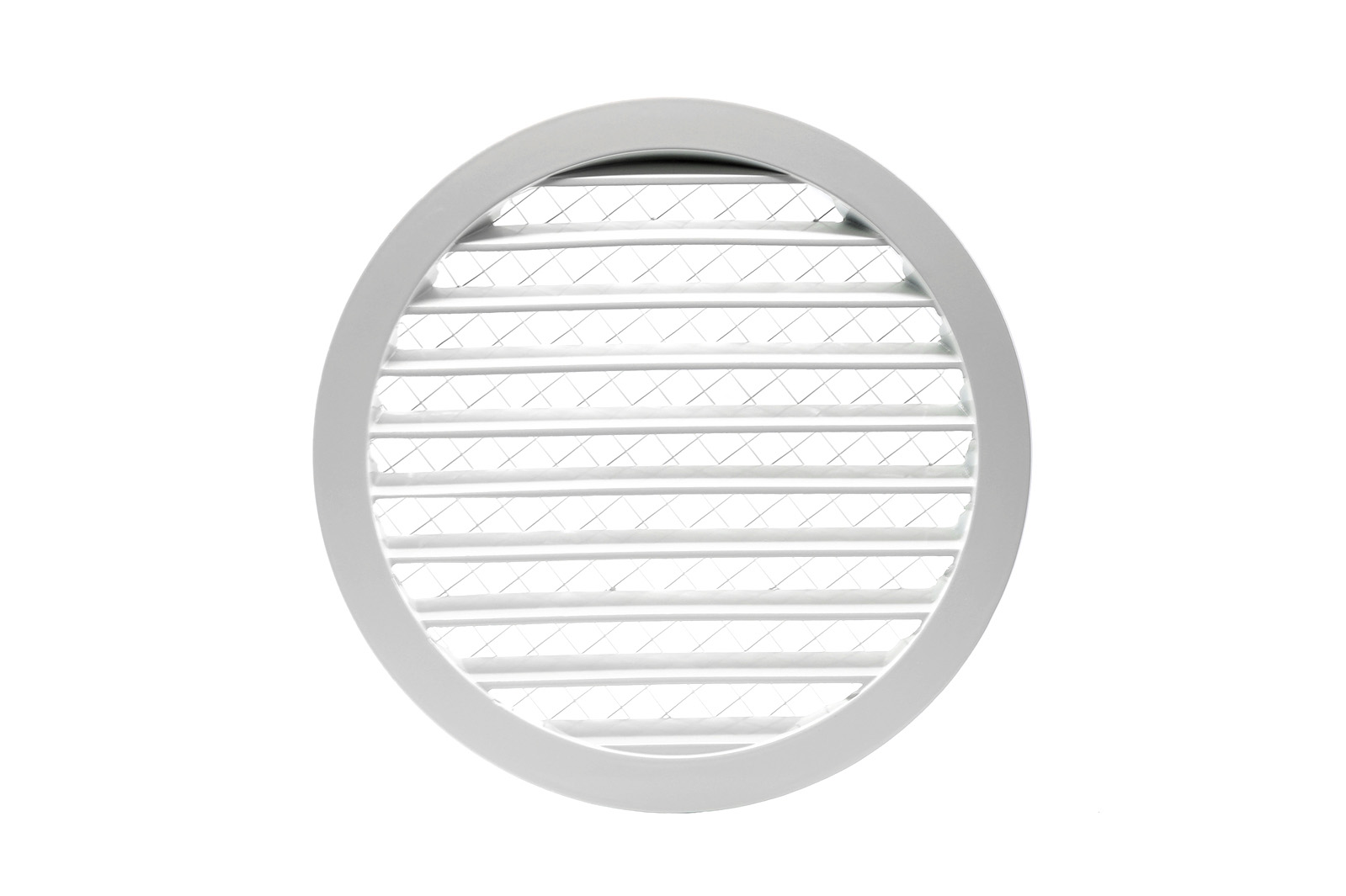 62701900 Aluminium louvred grille with wide mesh Ø250mm white