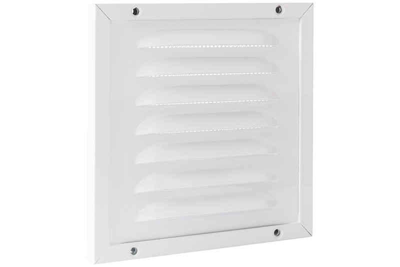 62908400 Aluminium framed ventilation grille w/ mesh 150x150mm white