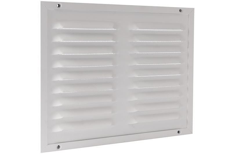 62908700 Aluminium framed ventilation grille w/ mesh 250x200mm white