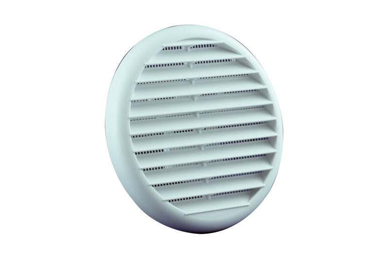Plastic louvre vent round with mesh Ø 125mm white