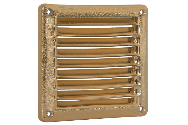 Square louvred grille 100x100mm  100x100mm brass