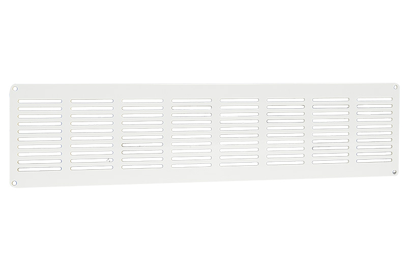 64203500 Aluminium flat plinth vent 400x100mm white