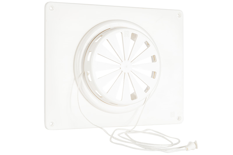 Verstelbaar ventilatierooster kunststof met grondplaat wit