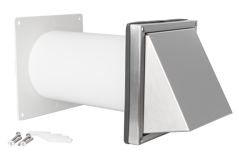 Stainless steel outdoor air vent angled cowl Ø100mm