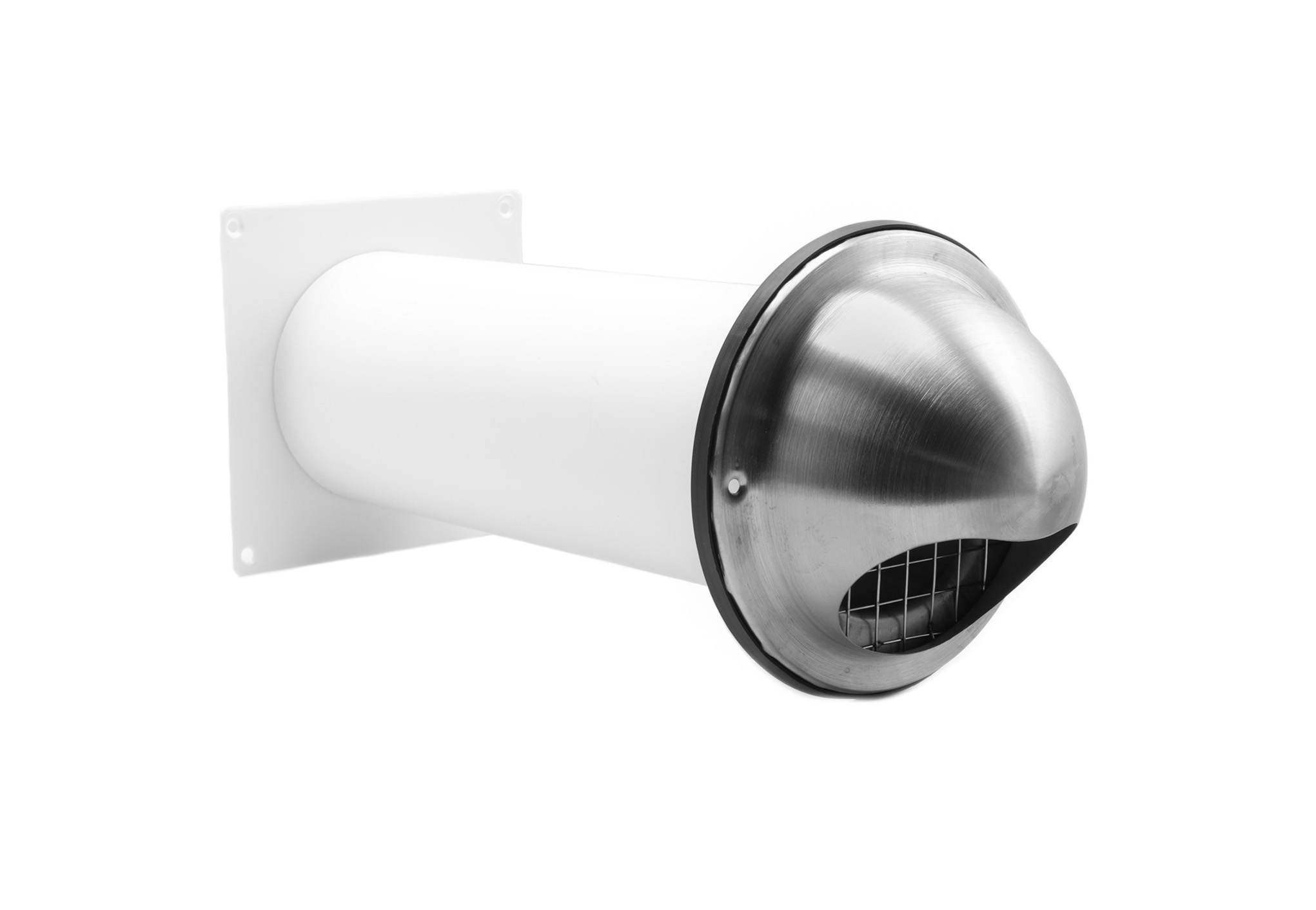 66302811 Stainless steel outdoor air vent with wall sleeve Ø125mm