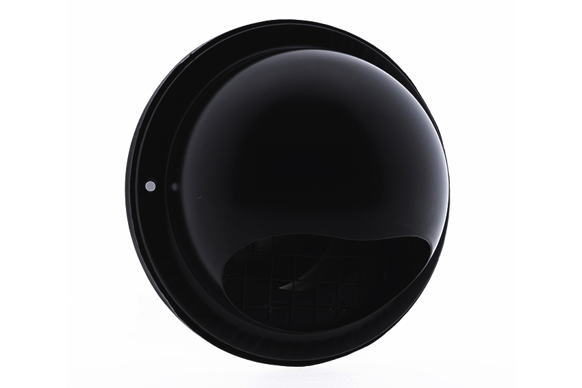Steel ball diffuser w/ check valve+grofm. mesh Ø150mm black