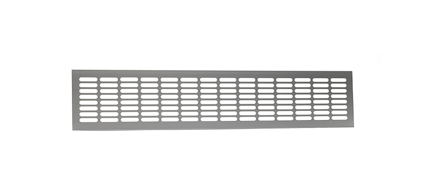 High capacity skirting grille 500x100mm Alu. F1