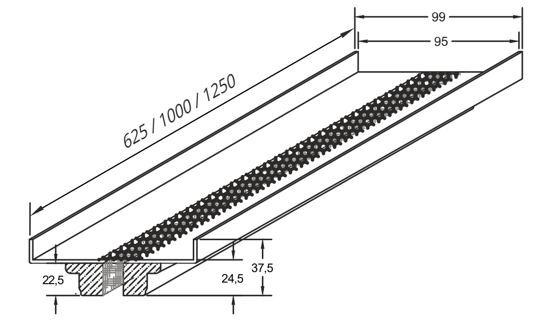 Lineair lijnrooster, instucbaar, 1 sleuf 625x112mm detail 3