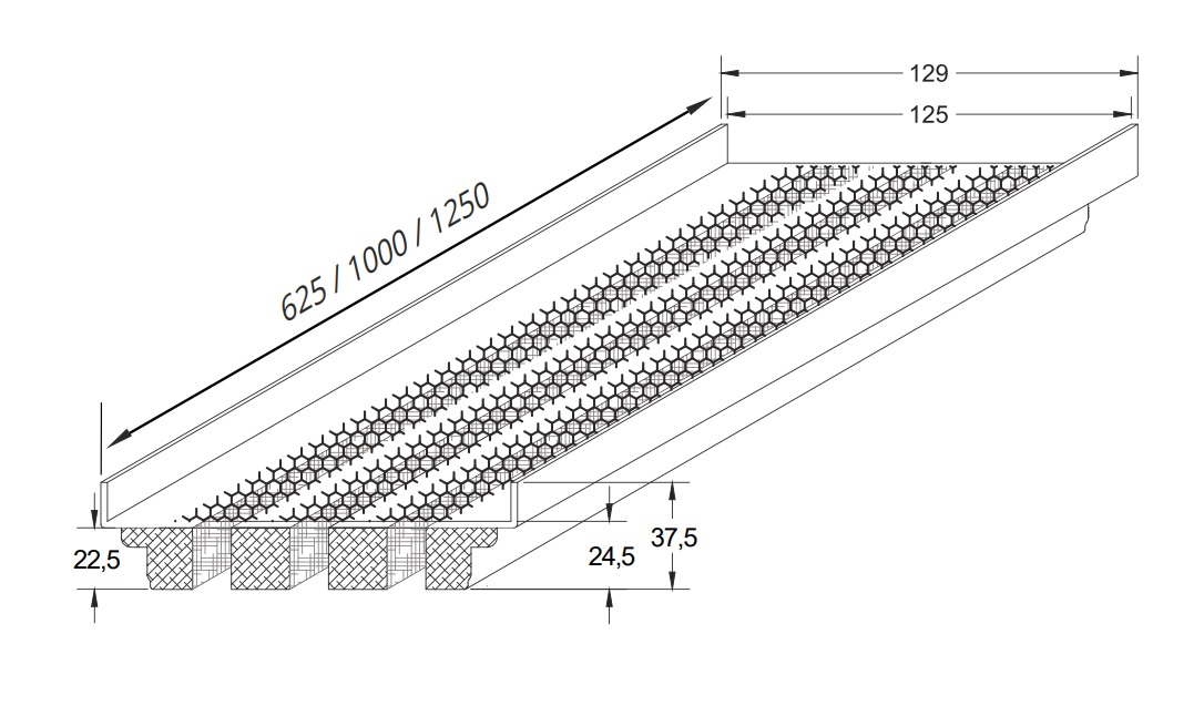Lineair lijnrooster, instucbaar, 3 sleuven 625x312mm detail 3