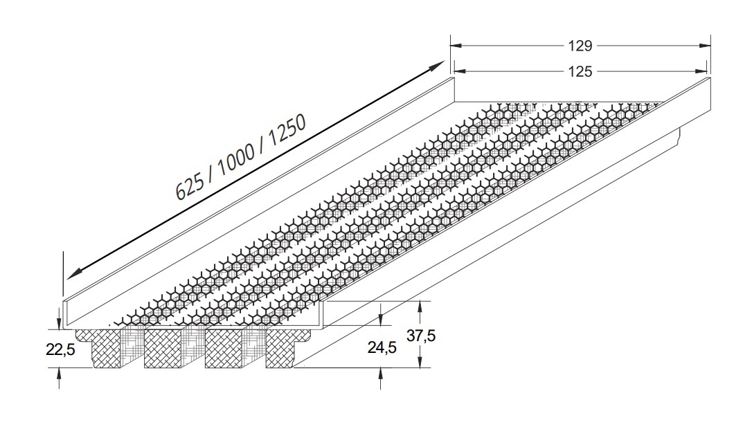Lineair lijnrooster, instucbaar, 3 sleuven 1000x312mm detail 3