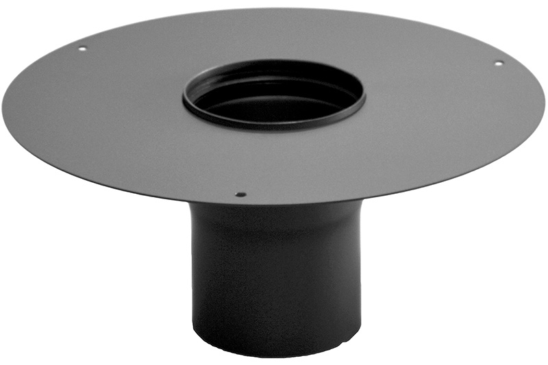 68751401 Black steel Ø130mm cover plate + chimney to stove connection