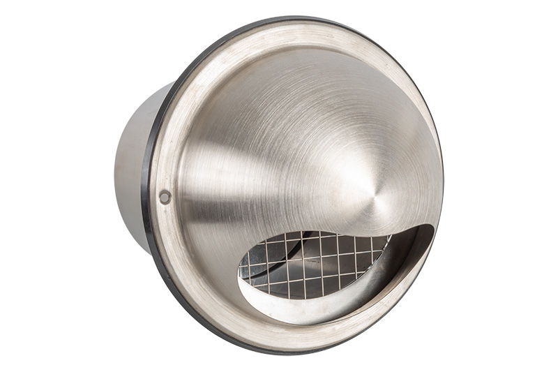 Stainless-steel bull-nose vents with coarse mesh and backdraft damper
