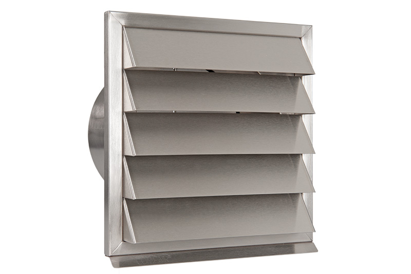 Stainless-steel wall vent with fixed louvres